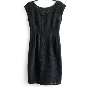 Nanette Lepore Black Lace Midi Dress Wine Red Lined